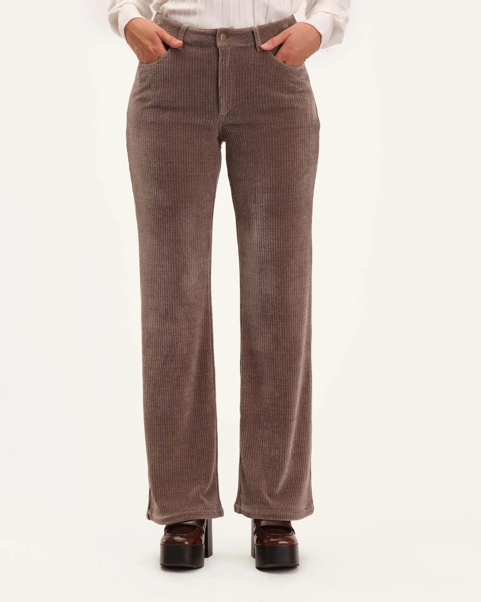 Wide Leg Fly Front Flared Pant