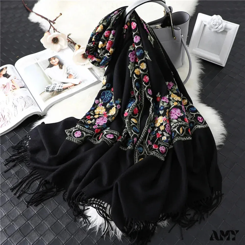 Winter Plaid Cashmere Poncho Tassel Scarf - Luxury Warm Thickened Unisex
