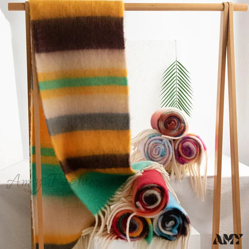 Winter Plaid Cashmere Poncho Tassel Scarf - Luxury Warm Thickened Unisex