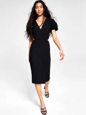 Women's Cutout Textured Dress,Black