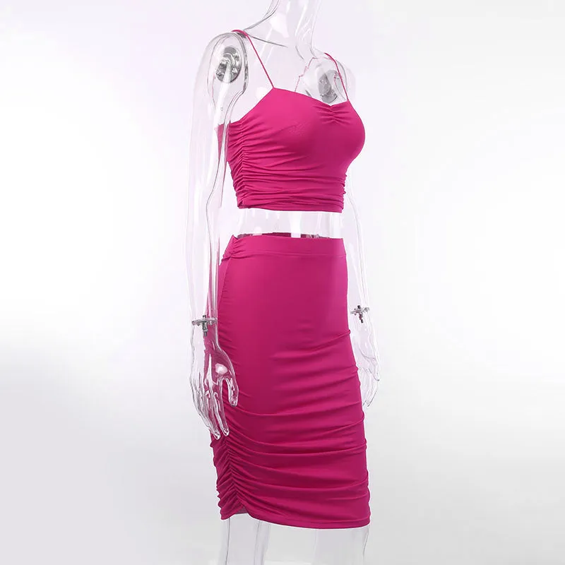Women's Summer Elastic Solid Two-Piece Dress