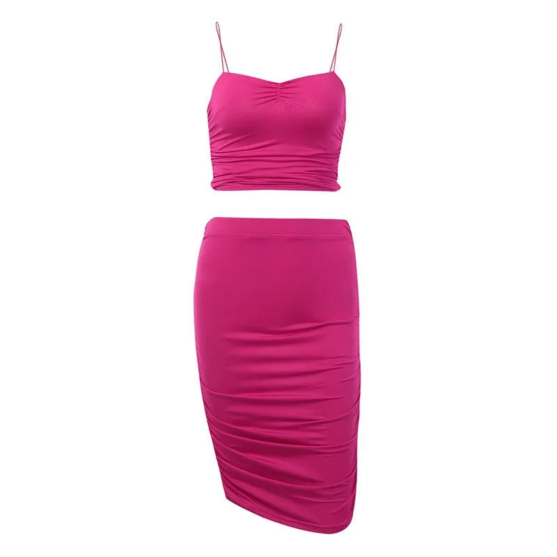 Women's Summer Elastic Solid Two-Piece Dress