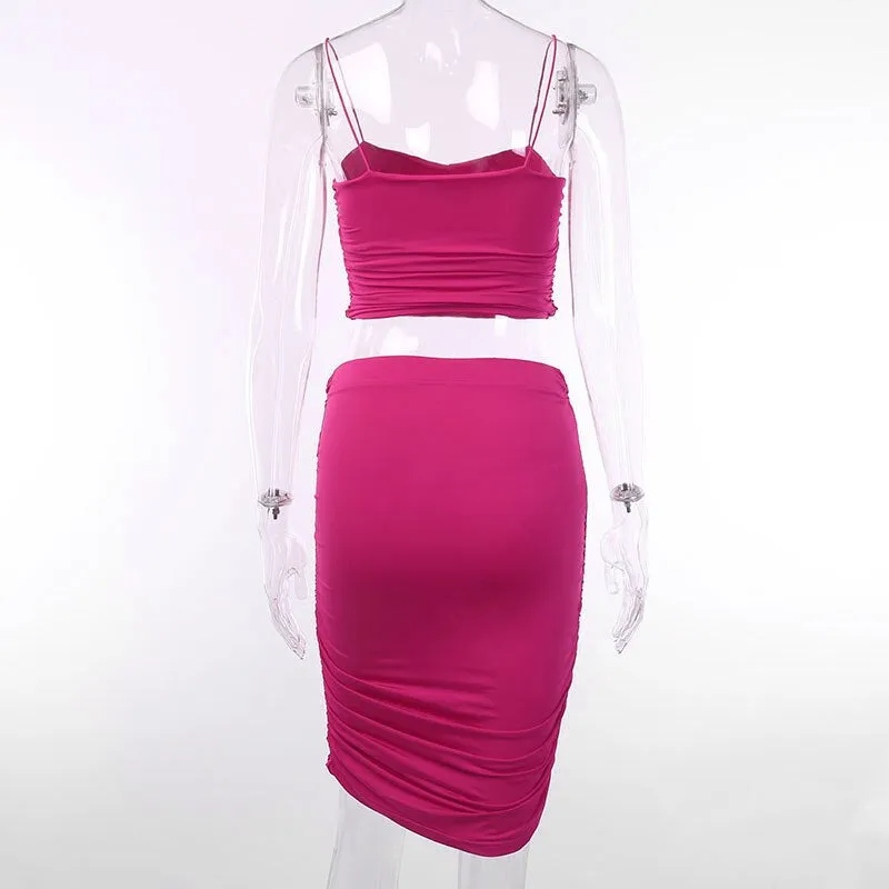 Women's Summer Elastic Solid Two-Piece Dress