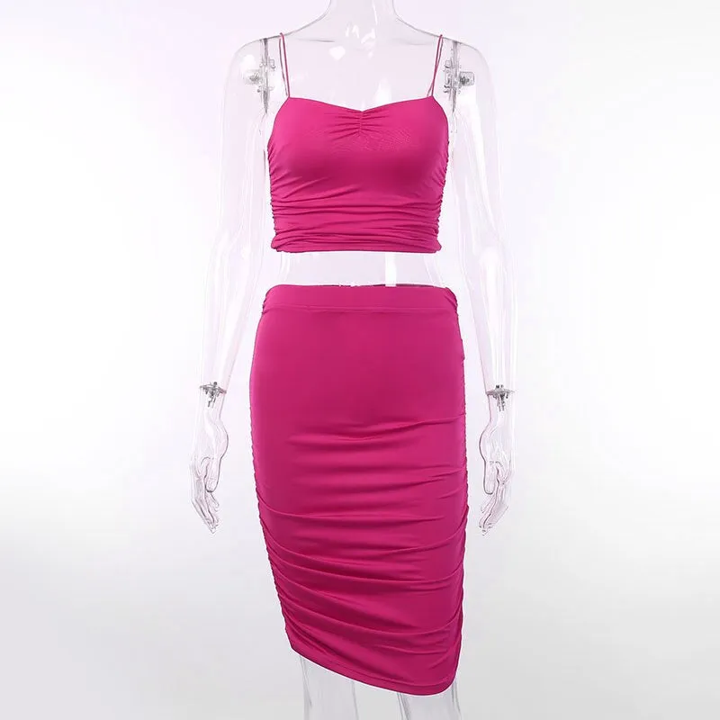 Women's Summer Elastic Solid Two-Piece Dress