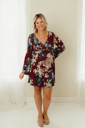 Wrap Bodice Floral Dress