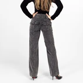 XXS-XS 90s Dark Grey Corduroy Straight Leg Pants