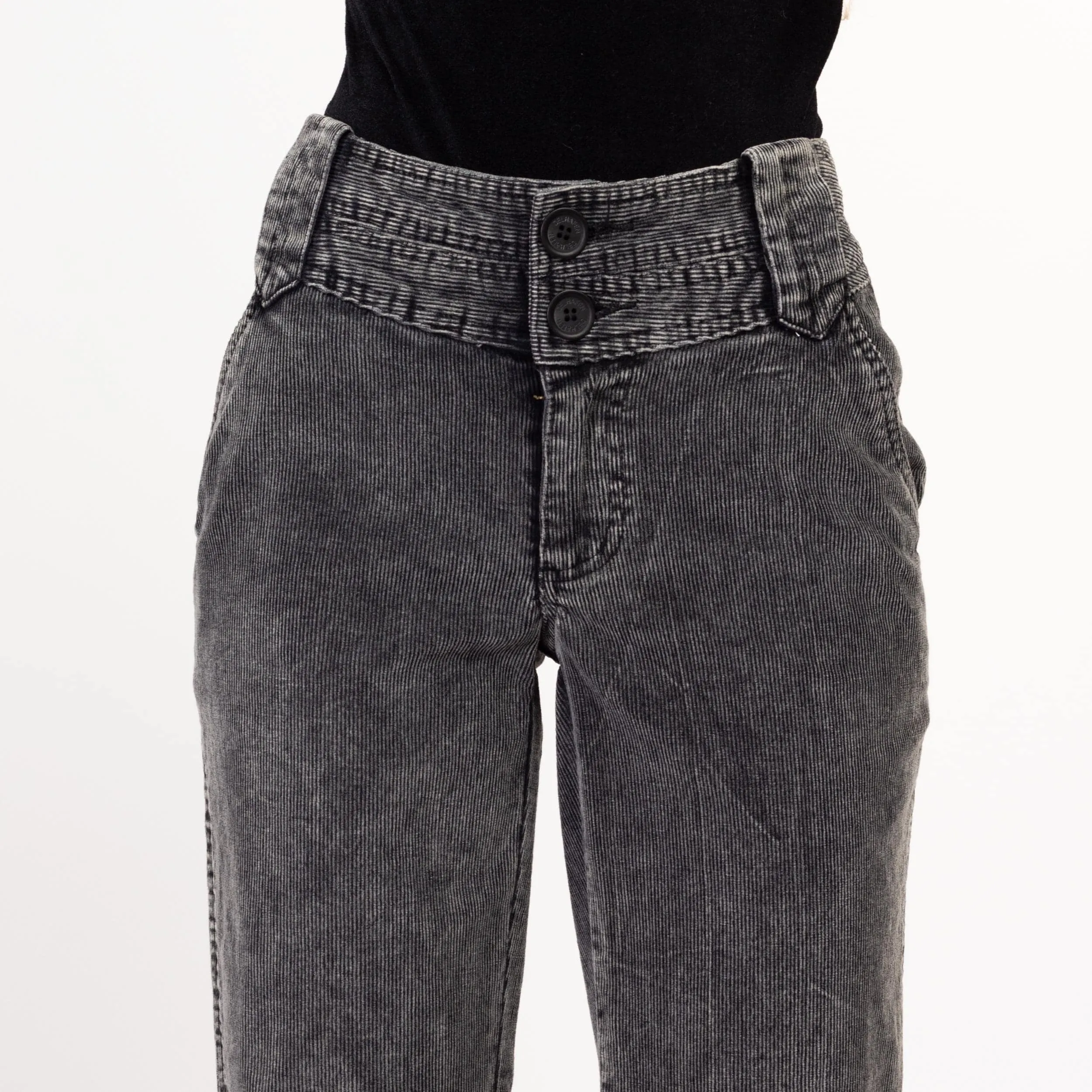 XXS-XS 90s Dark Grey Corduroy Straight Leg Pants