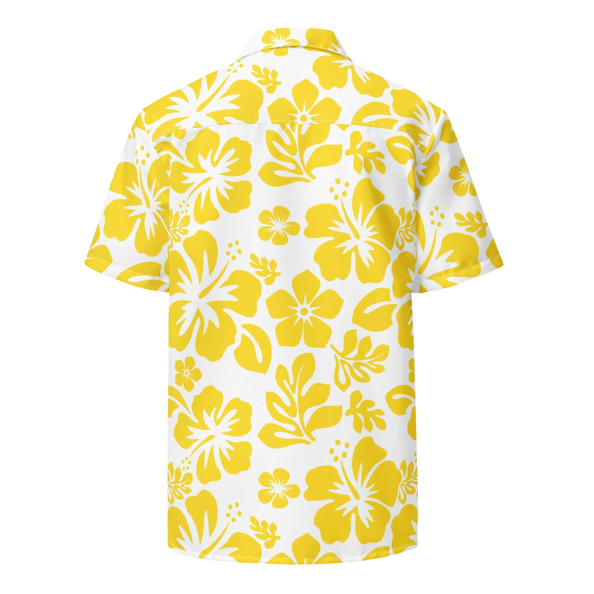 Yellow and White Hawaiian Print Aloha Shirt