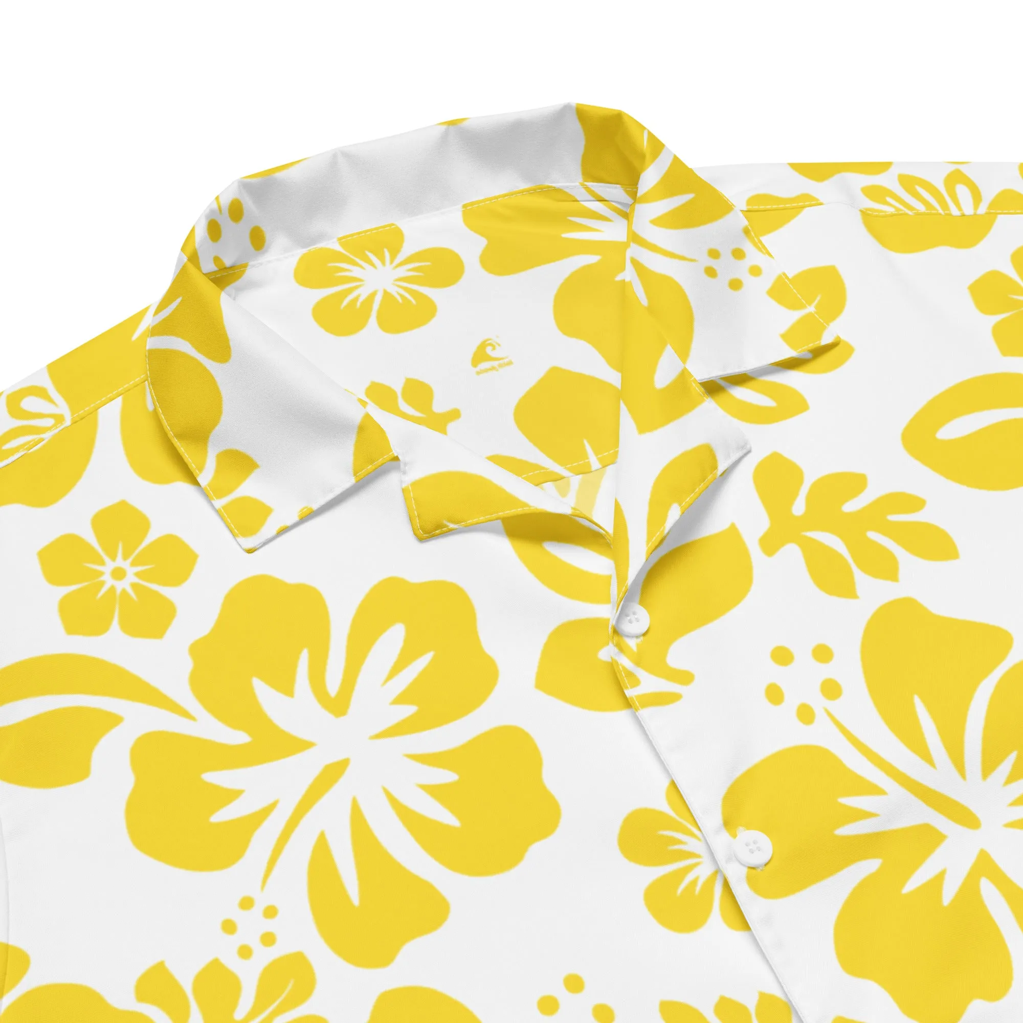 Yellow and White Hawaiian Print Aloha Shirt