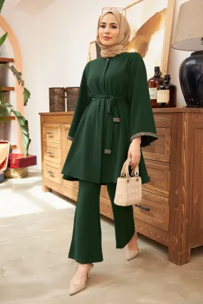 ZRF Women Spanish Flare Pants Tunic Set - Emerald - Jurupa Valley